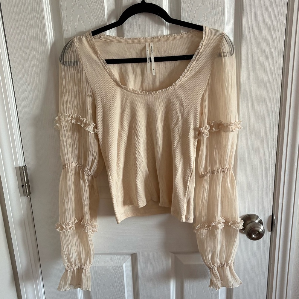 By Anthropologie Long Sleeve Ivory Victorian Long Sleeve Size XS